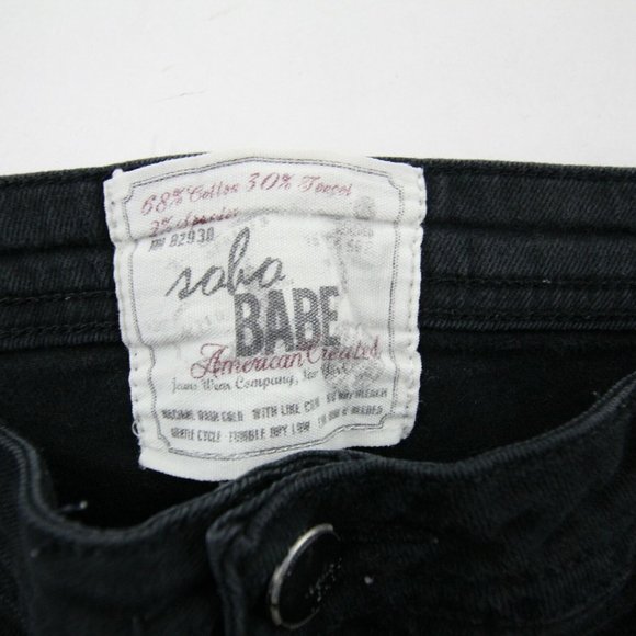 Soho Babe Womens Slim Straight Jeans Black Distressed Denim Low Rise Size 9 - Picture 7 of 9
